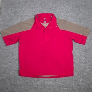 Nike Golf Fit Storm Mens XL Red Tan Short Sleeve Quarter Zip Windbreaker Jacket